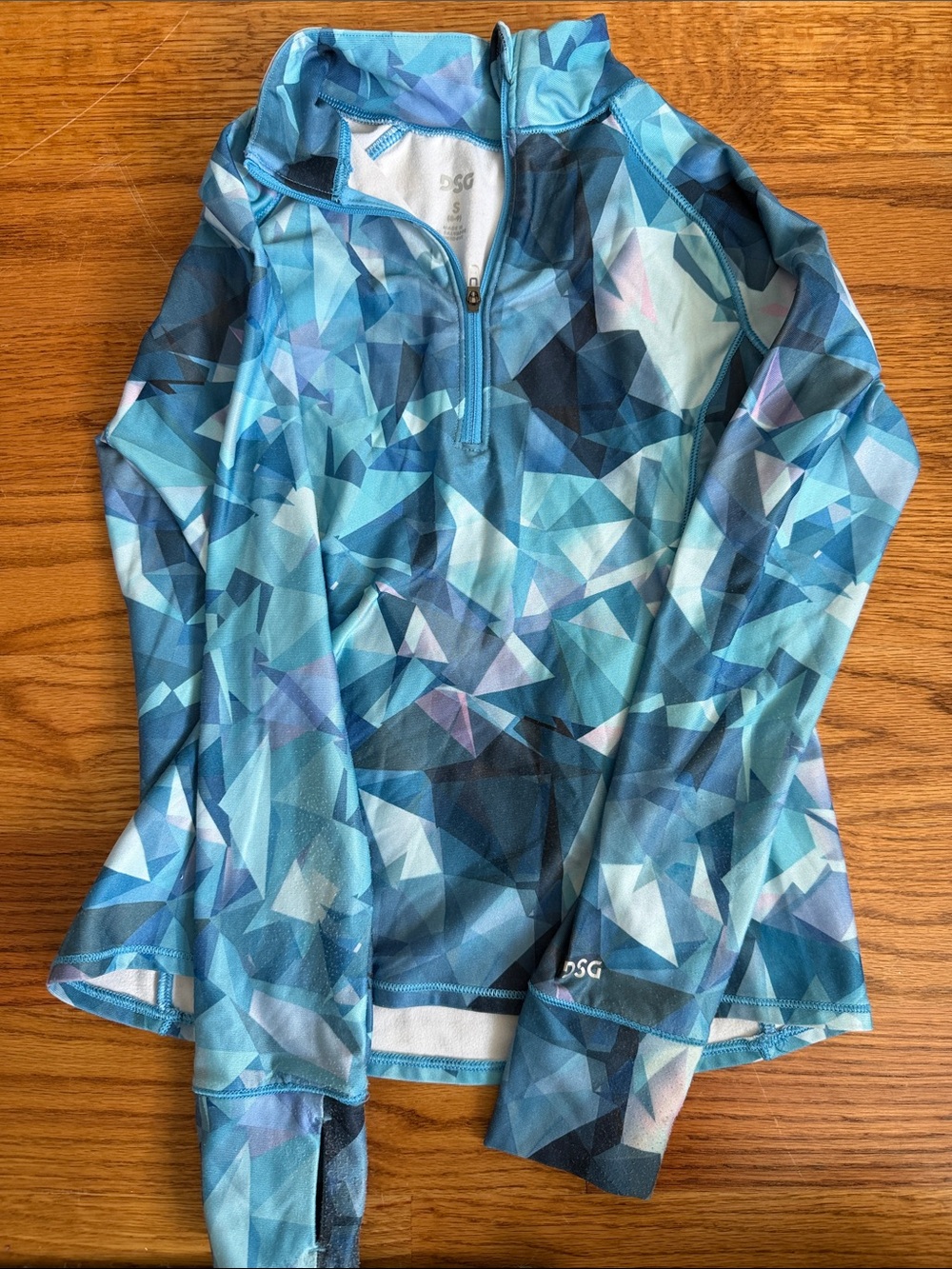 DSG Teal and Navy Geometric Half-Zip Pullover